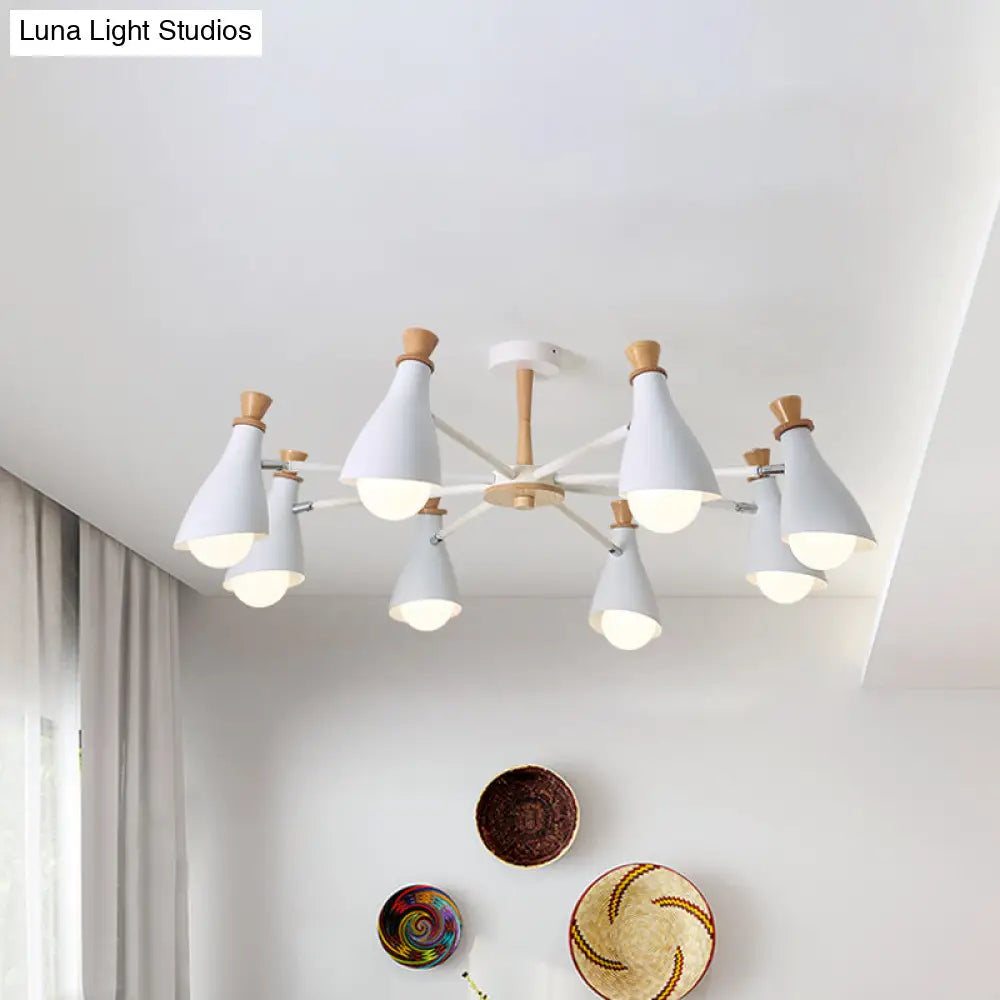 Metal Macaron Loft Candy Colored Pendant Light: Living Room Half-Bottle Chandelier - 6/8 Heads In