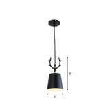 Metal Macaron Single Drop Pendant Ceiling Light With Antler Decor Perfect For Dining Rooms Black