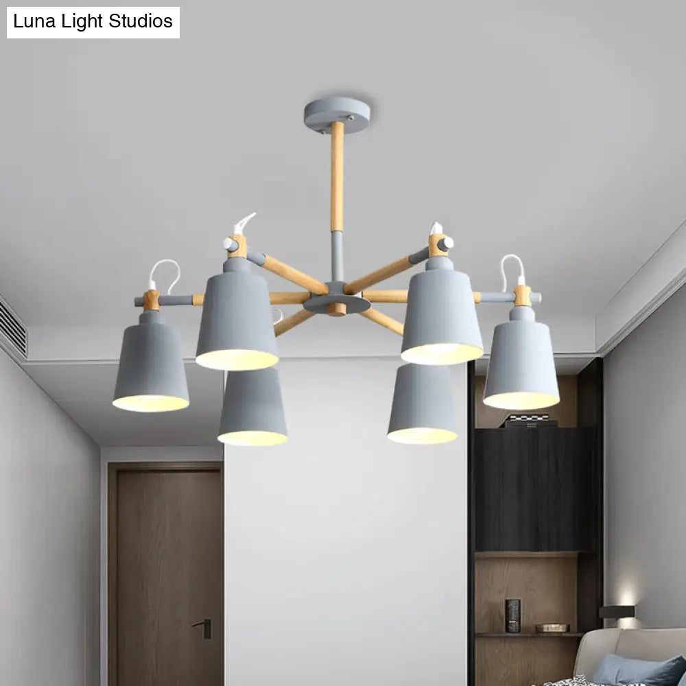 Metal Macaroon Hanging Lamp With Tapered Shade - Stylish Lighting Fixture For Living Room