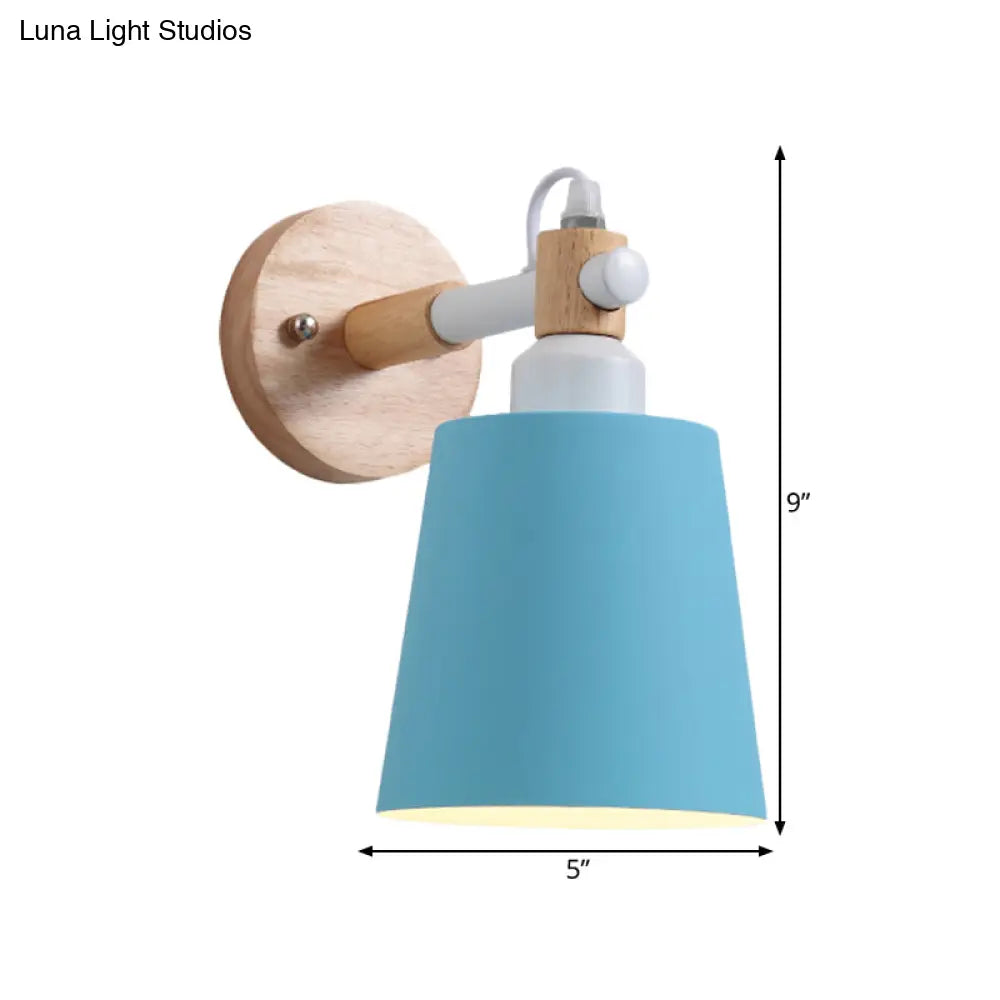 Metal Macaroon Tapered Shade Wall Sconce Light For Kids Bedroom