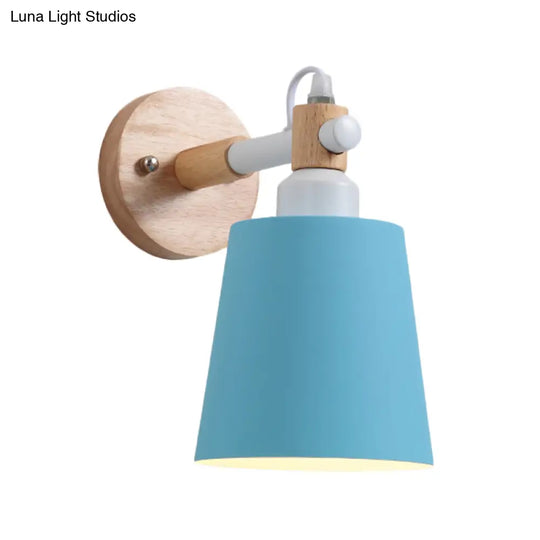 Metal Macaroon Tapered Shade Wall Sconce Light For Kids Bedroom