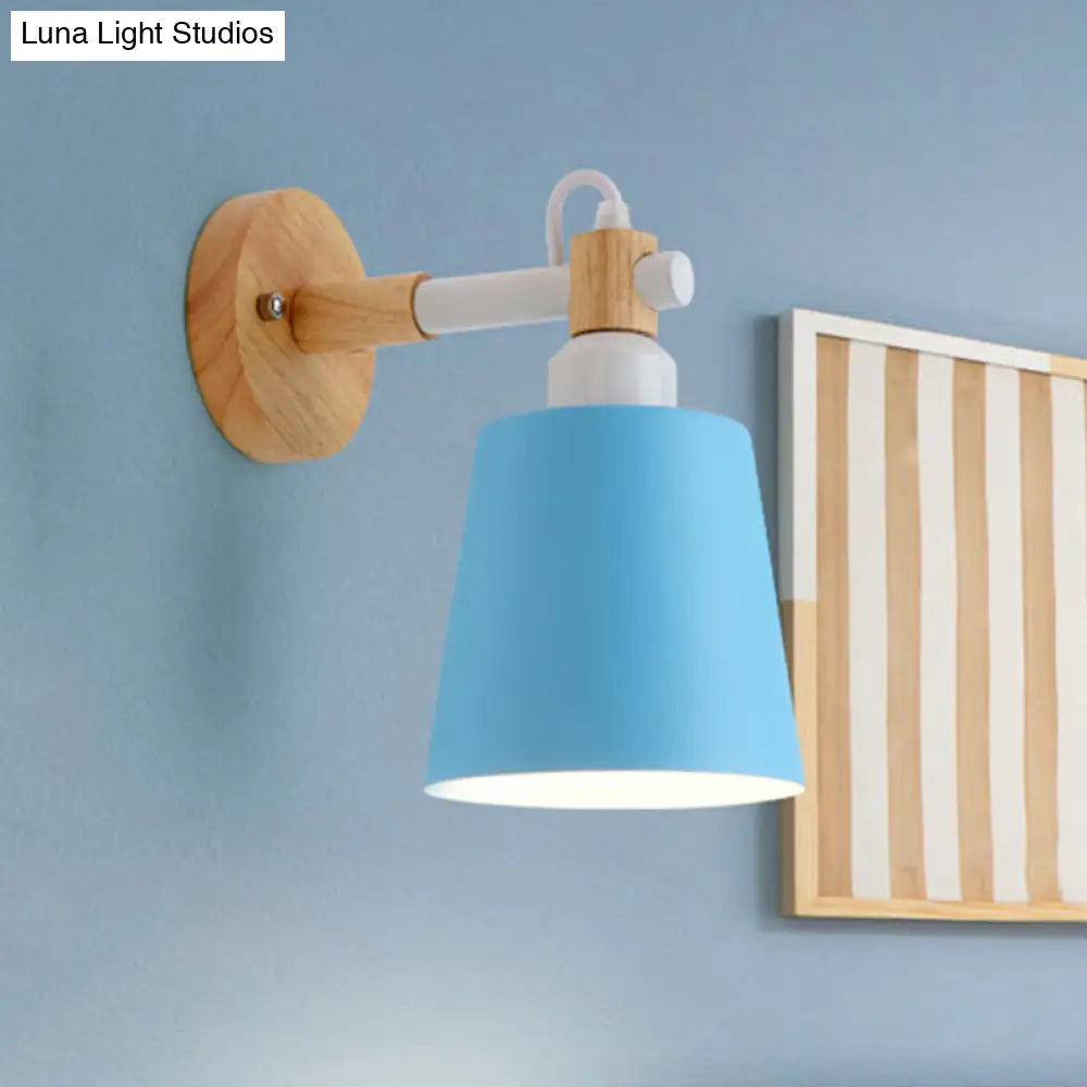 Metal Macaroon Tapered Shade Wall Sconce Light For Kids Bedroom