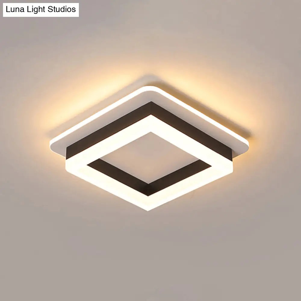 Metal Minimalist Led Flush Mount With Acrylic Diffuser - Small Corridor Ceiling Light Fixture