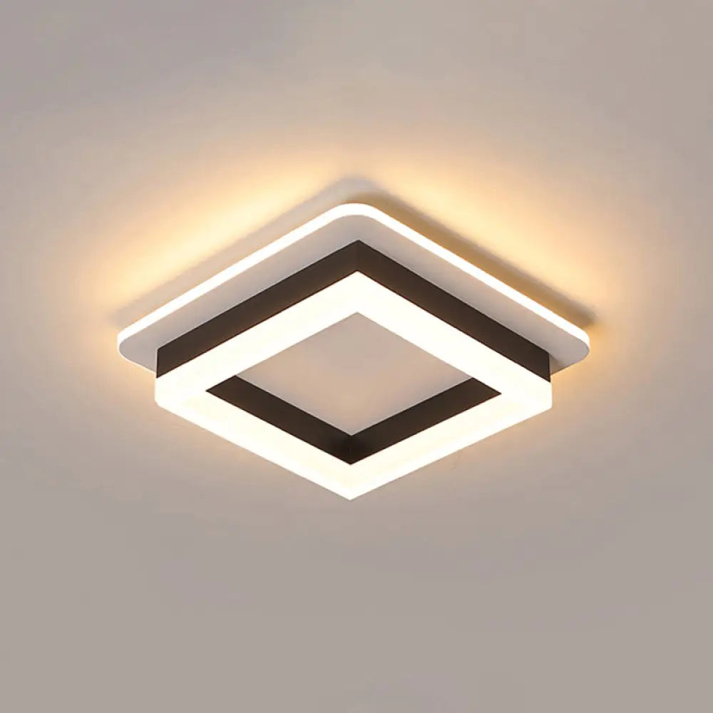 Metal Minimalist Led Flush Mount With Acrylic Diffuser - Small Corridor Ceiling Light Fixture