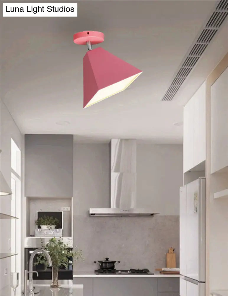 Metal Modern Trapezoid Flush Mount Ceiling Light Fixture - 1