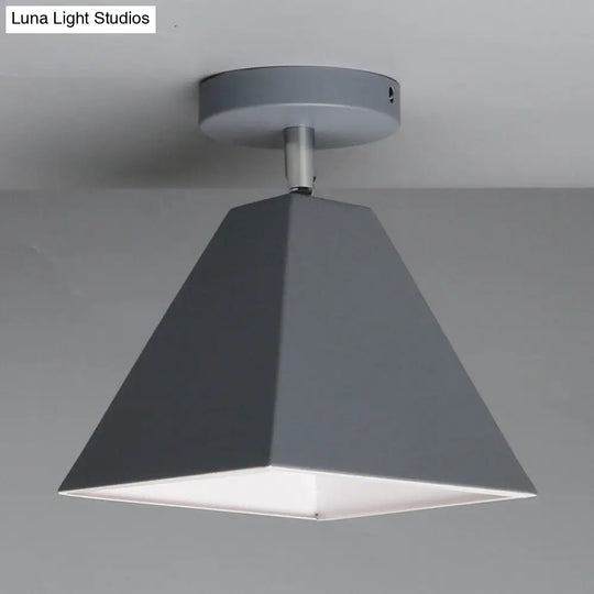 Metal Modern Trapezoid Flush Mount Ceiling Light Fixture - 1 Grey
