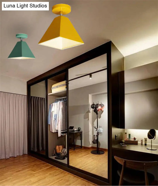 Metal Modern Trapezoid Flush Mount Ceiling Light Fixture - 1