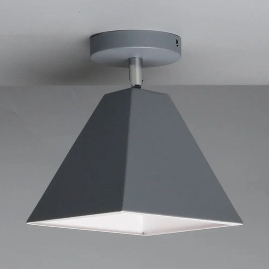 Metal Modern Trapezoid Flush Mount Ceiling Light Fixture - 1 Grey