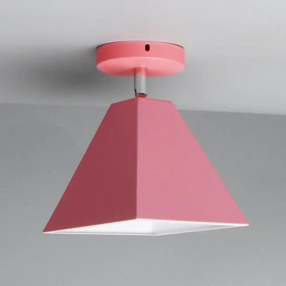 Metal Modern Trapezoid Flush Mount Ceiling Light Fixture - 1 Pink