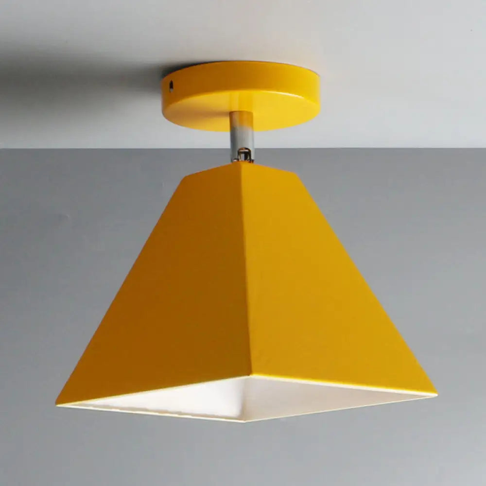 Metal Modern Trapezoid Flush Mount Ceiling Light Fixture - 1 Yellow