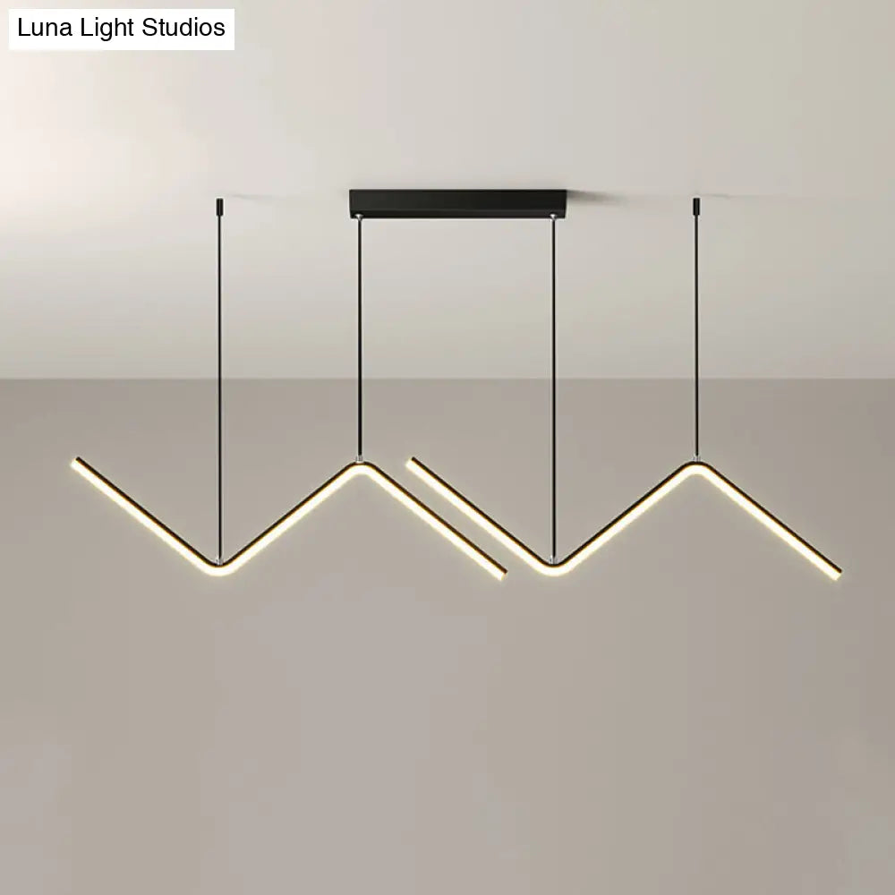 Modern Black/Gold Led Multi-Light Ceiling Fixture With Thin Metal Suspension And Warm/White Glow