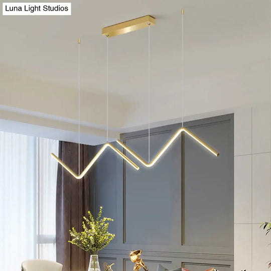 Modern Black/Gold Led Multi-Light Ceiling Fixture With Thin Metal Suspension And Warm/White Glow