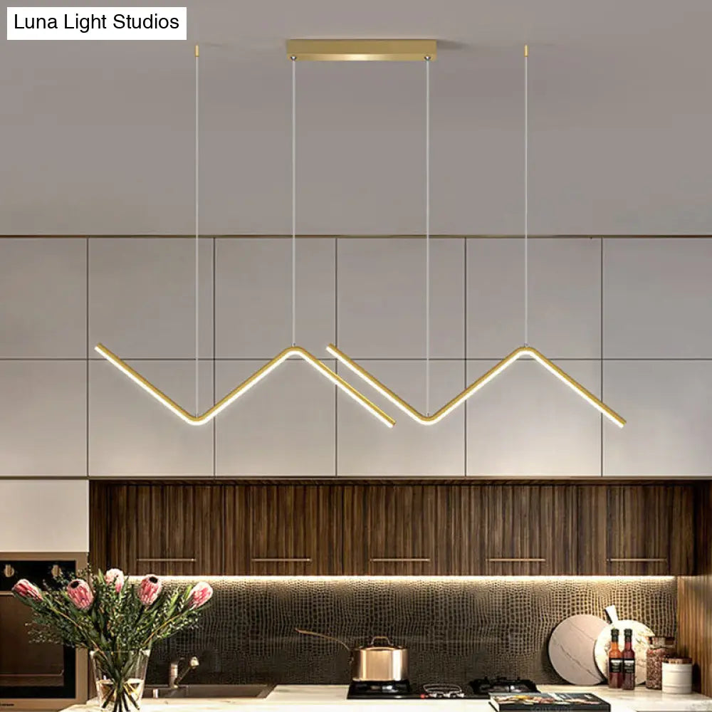 Modern Black/Gold Led Multi-Light Ceiling Fixture With Thin Metal Suspension And Warm/White Glow