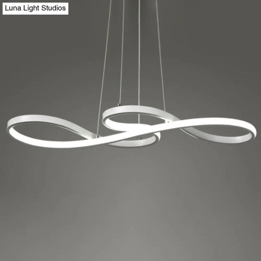 Sleek Led Pendant Chandelier: Metal Musical Note Shape For Table Suspensions White / 29.5 Warm