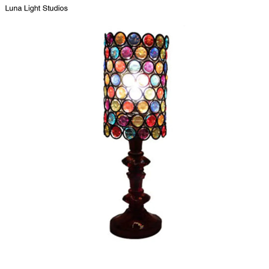 Metal Night Table Lamp - Stylish Black Column Design For Living Room Décor