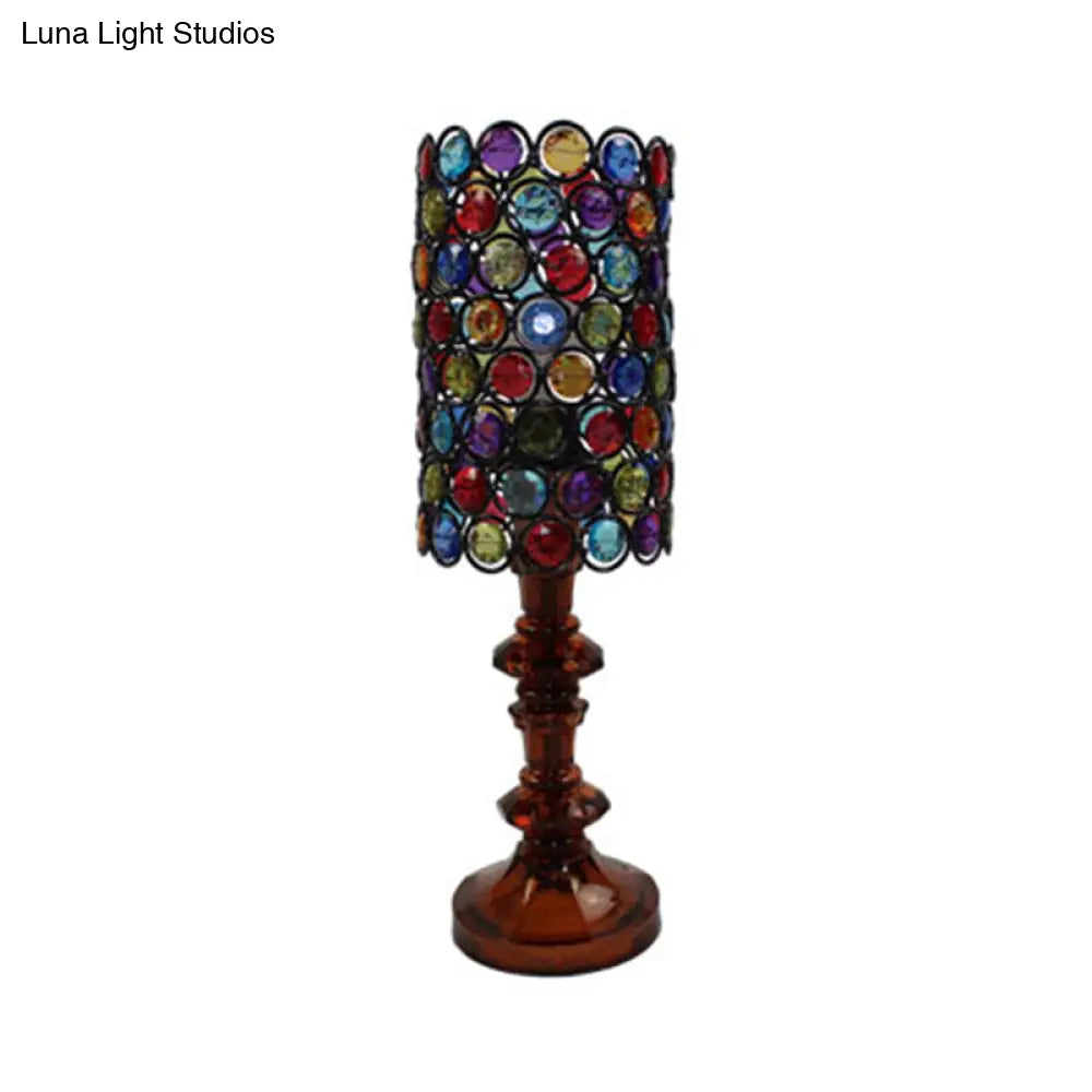 Metal Night Table Lamp - Stylish Black Column Design For Living Room Décor