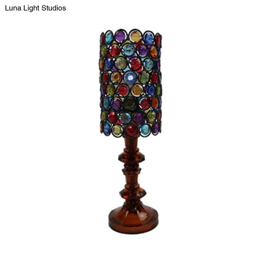 Metal Night Table Lamp - Stylish Black Column Design For Living Room Décor