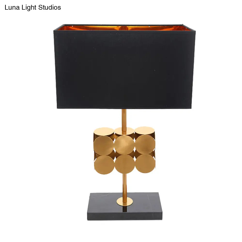 Metal Nightstand Lamp - Modernist 1-Light Black Fabric Desk Light For Bedroom