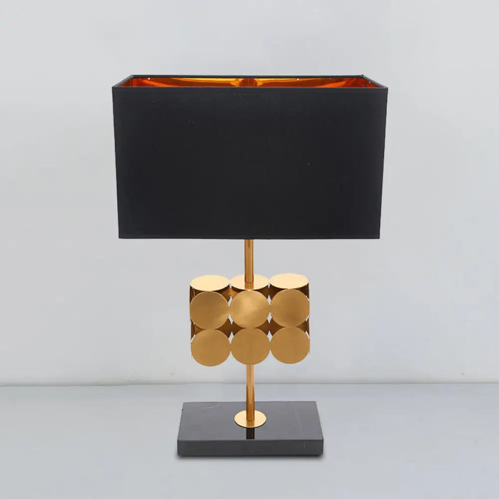 Metal Nightstand Lamp - Modernist 1-Light Black Fabric Desk Light For Bedroom