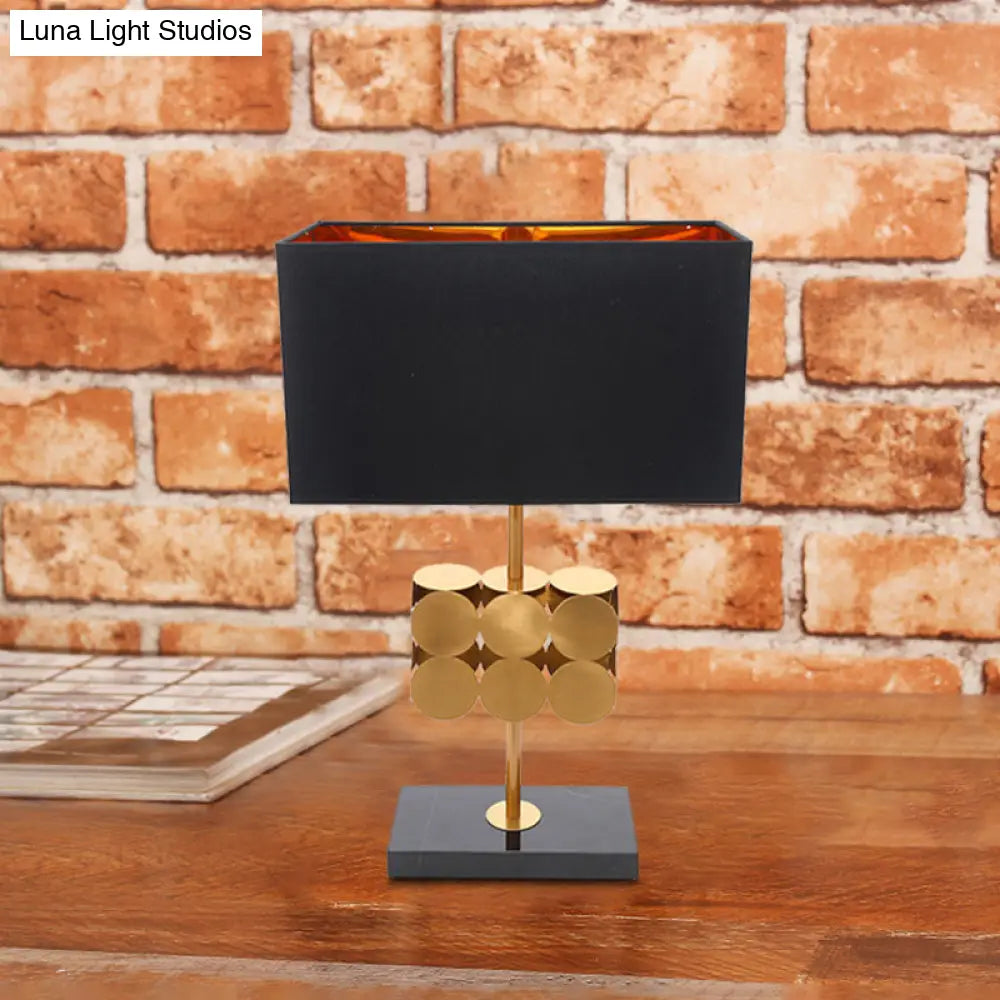 Metal Nightstand Lamp - Modernist 1-Light Black Fabric Desk Light For Bedroom