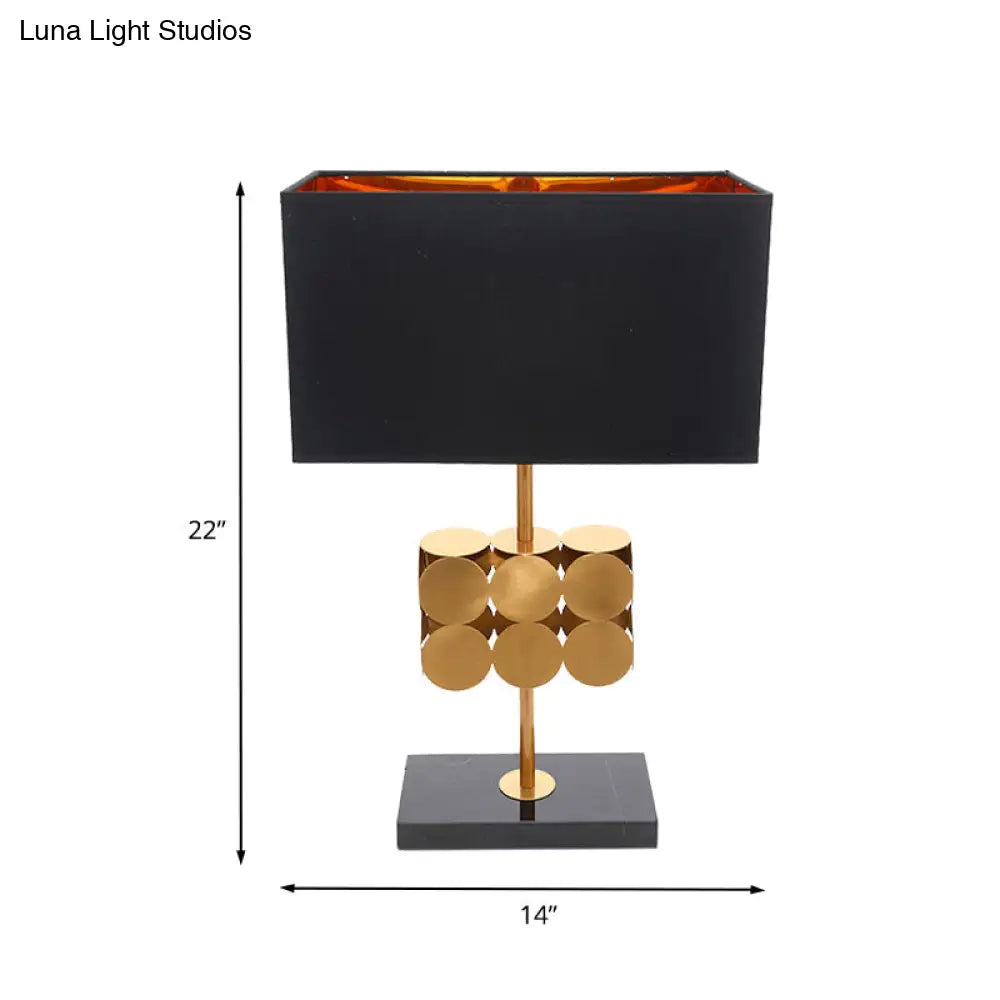 Metal Nightstand Lamp - Modernist 1-Light Black Fabric Desk Light For Bedroom