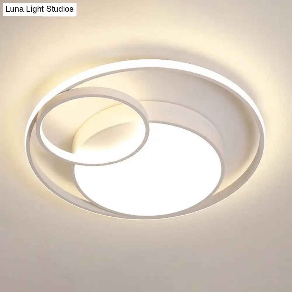 Metal Nordic Halo Led Bedroom Ceiling Light Fixture White / 19.5 Warm