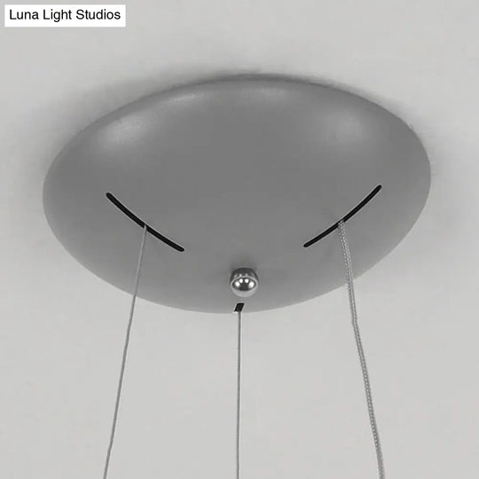 Metal Pendant Ceiling Light - Simple 1 Head In Gray/White With Warm/White/Third Gear 18’/23.5’ Wide