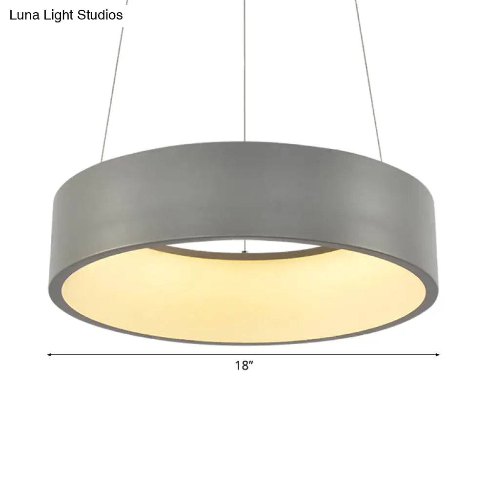 Metal Pendant Ceiling Light - Simple 1 Head In Gray/White With Warm/White/Third Gear 18’/23.5’ Wide