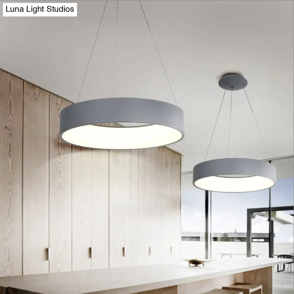 Sleek Metal Pendant Ceiling Light - Simple Design Gray Or White 1 Head Warm/White 18 23.5 Wide