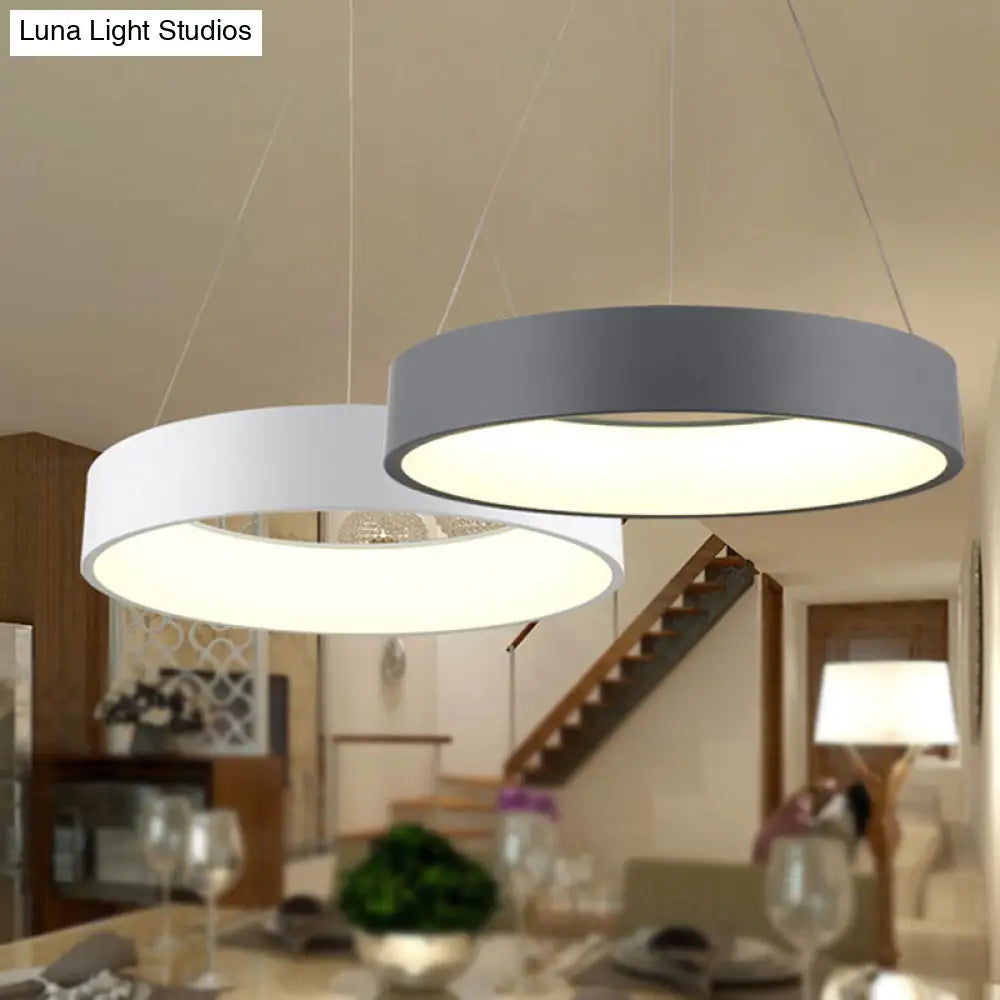 Sleek Metal Pendant Ceiling Light - Simple Design Gray Or White 1 Head Warm/White 18 23.5 Wide Grey