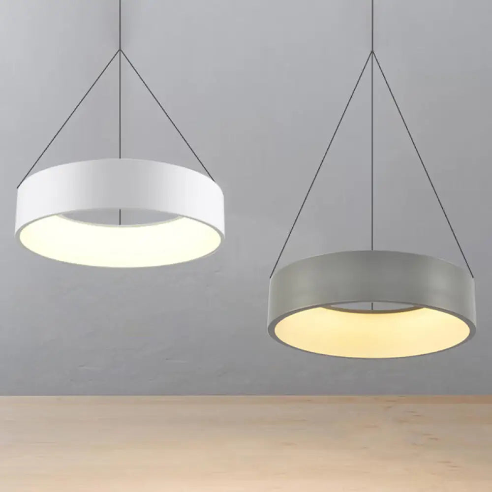 Metal Pendant Ceiling Light - Simple 1 Head In Gray/White With Warm/White/Third Gear 18’/23.5’