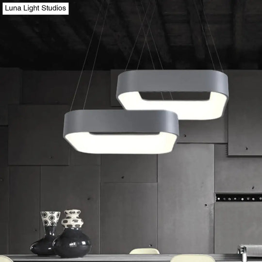 Metal Pendant Ceiling Light - Simple 1 Head In Gray/White With Warm/White/Third Gear 18’/23.5’ Wide