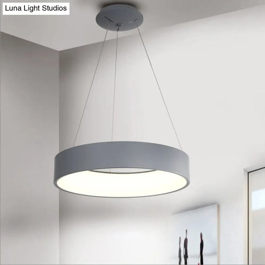 Metal Pendant Ceiling Light - Simple 1 Head In Gray/White With Warm/White/Third Gear 18’/23.5’ Wide