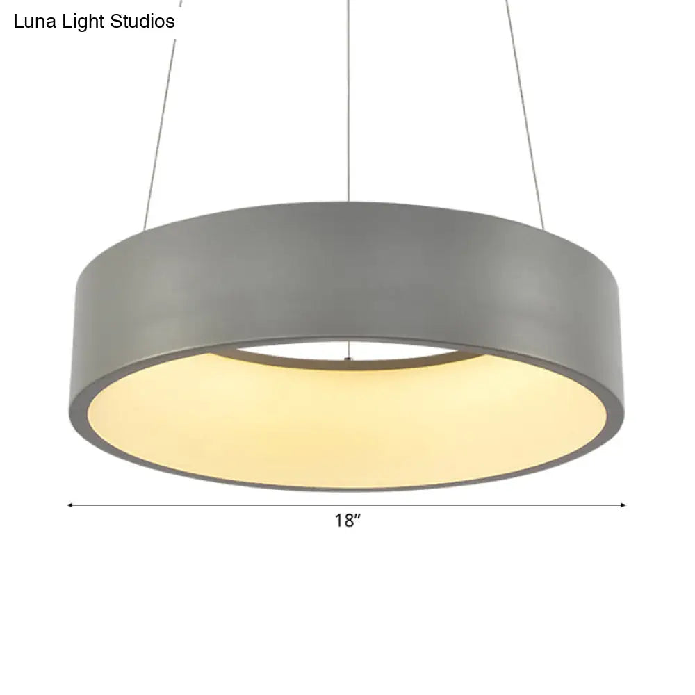 Sleek Metal Pendant Ceiling Light - Simple Design Gray Or White 1 Head Warm/White 18 23.5 Wide