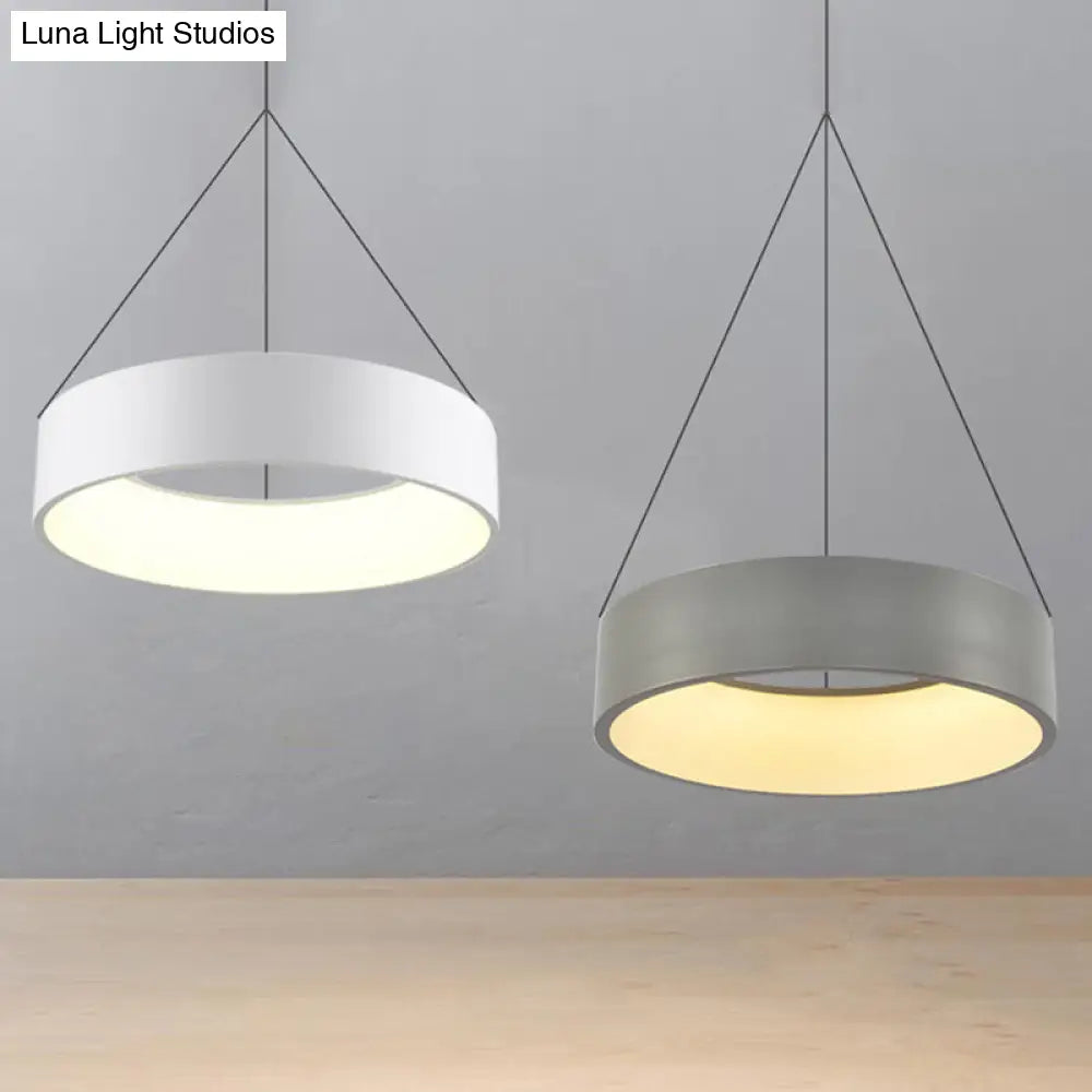 Sleek Metal Pendant Ceiling Light - Simple Design Gray Or White 1 Head Warm/White 18 23.5 Wide /