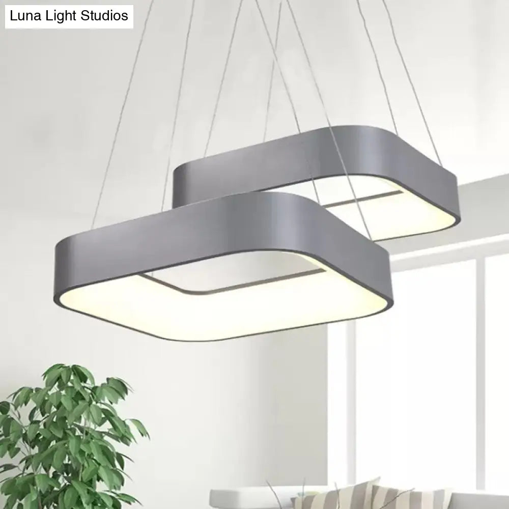 Sleek Metal Pendant Ceiling Light - Simple Design Gray Or White 1 Head Warm/White 18 23.5 Wide Grey