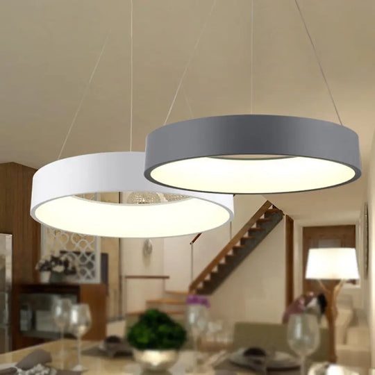 Metal Pendant Ceiling Light - Simple 1 Head In Gray/White With Warm/White/Third Gear 18’/23.5’