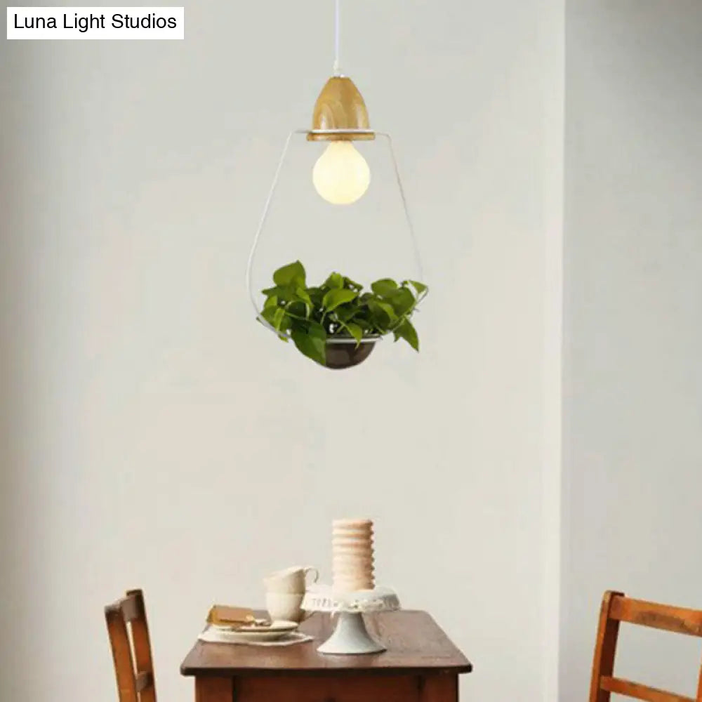 Metal Pendant Hanging Light With Industrial Style For Dining Room - 1 Head Plant Pot Design