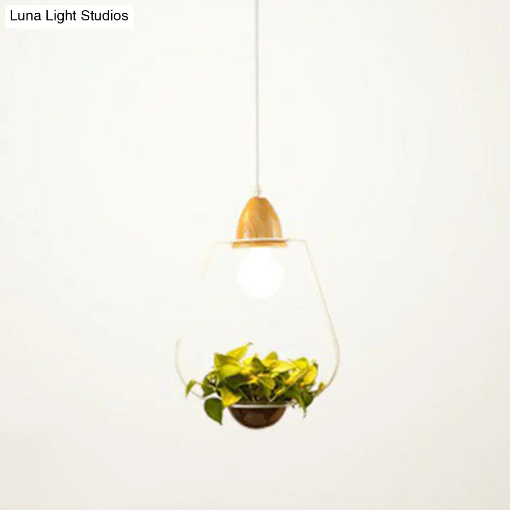 Industrial Metal Pendant Light With Hanging Plant Pot For Dining Room Decor White / Circular Arc