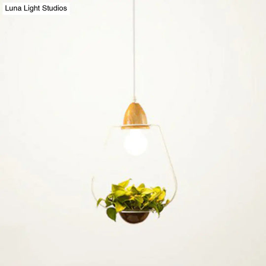 Industrial Metal Pendant Light With Hanging Plant Pot For Dining Room Decor White / Circular Arc