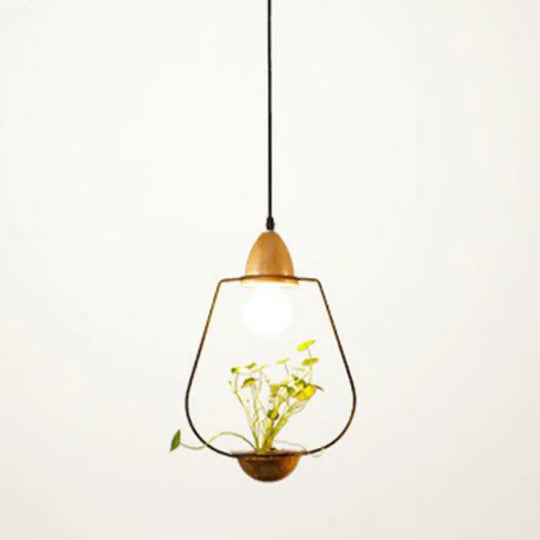 Metal Pendant Hanging Light With Industrial Style For Dining Room - 1 Head Plant Pot Design Black /