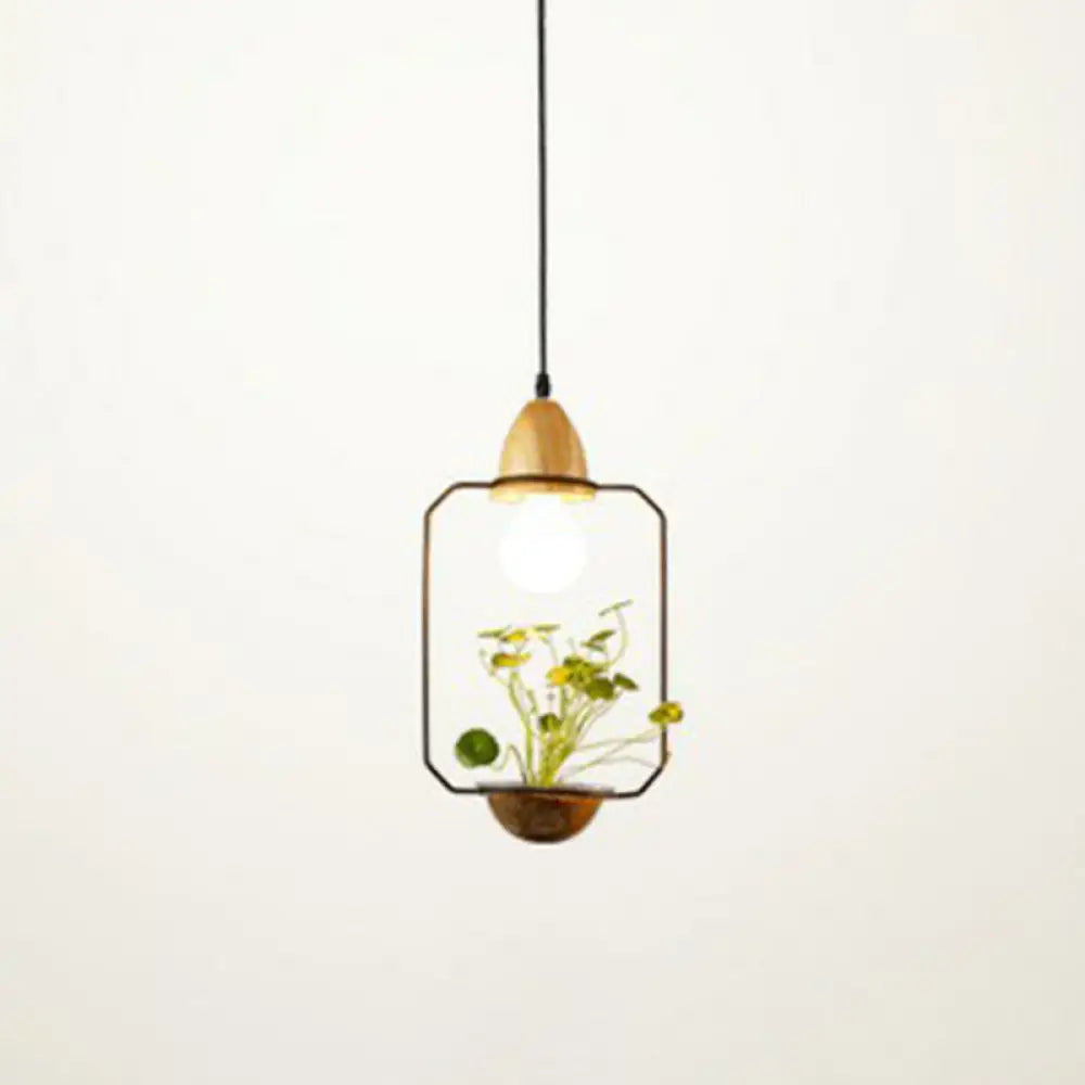 Metal Pendant Hanging Light With Industrial Style For Dining Room - 1 Head Plant Pot Design Black /