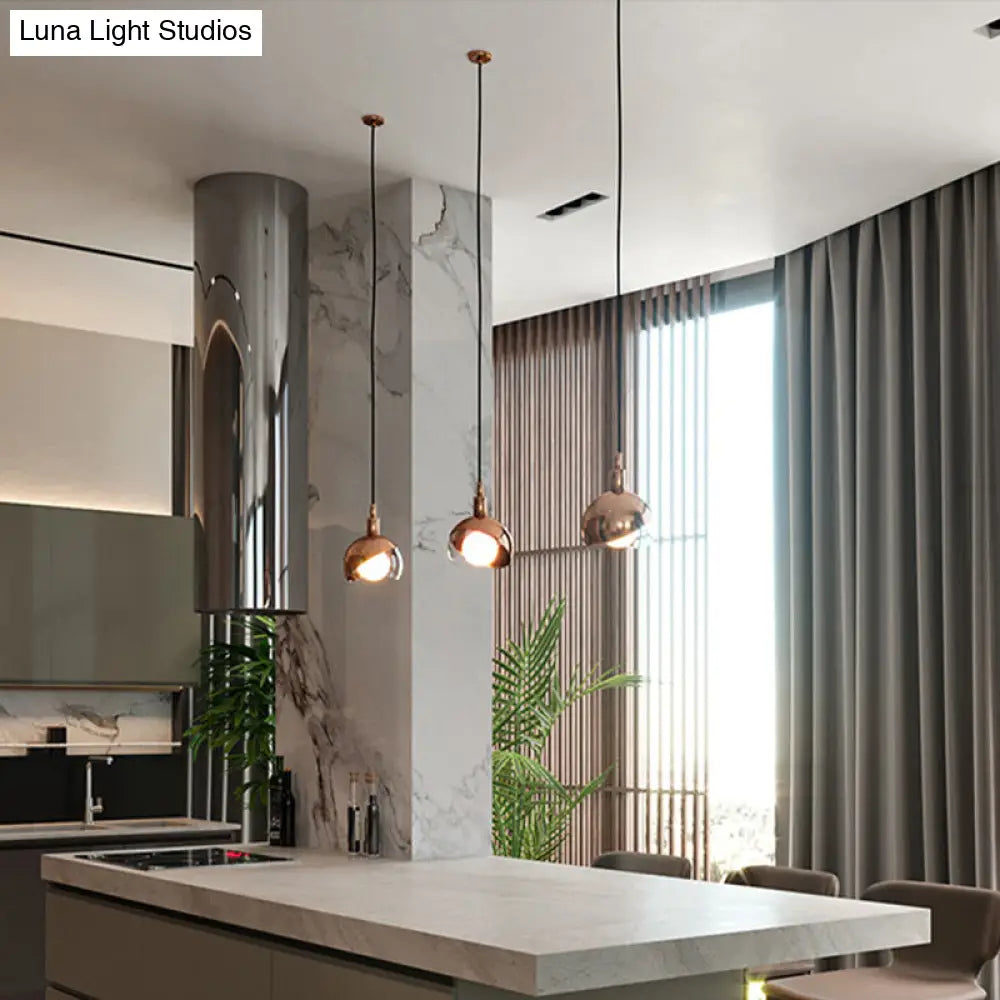 Sleek Hemisphere Metal Pendant Lamp: Simplicity In 1 Head Hanging Ceiling Light For Dining Room