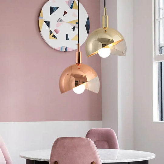 Metal Pendant Lamp - Modern 1-Head Ceiling Light For Dining Room Brass