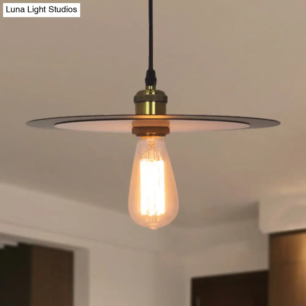 Metal Pendant Light - Circular Shade Loft Style Brass Finish 1-Light Ceiling Fixture For Kitchen