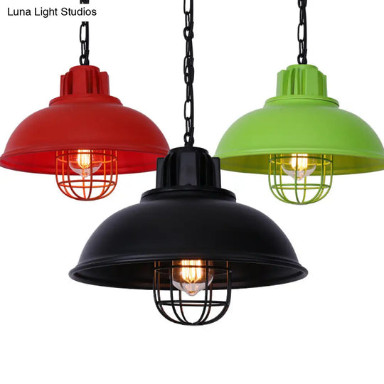 Metal Pendant Light With Cage Guard For Commercial Settings