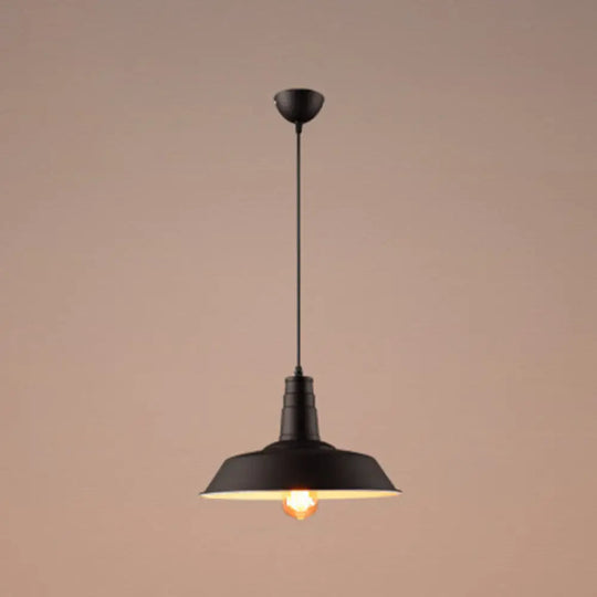 Metal Pendant Light With Industrial Style Shade - Perfect For Coffee Shop Or Restaurant Black