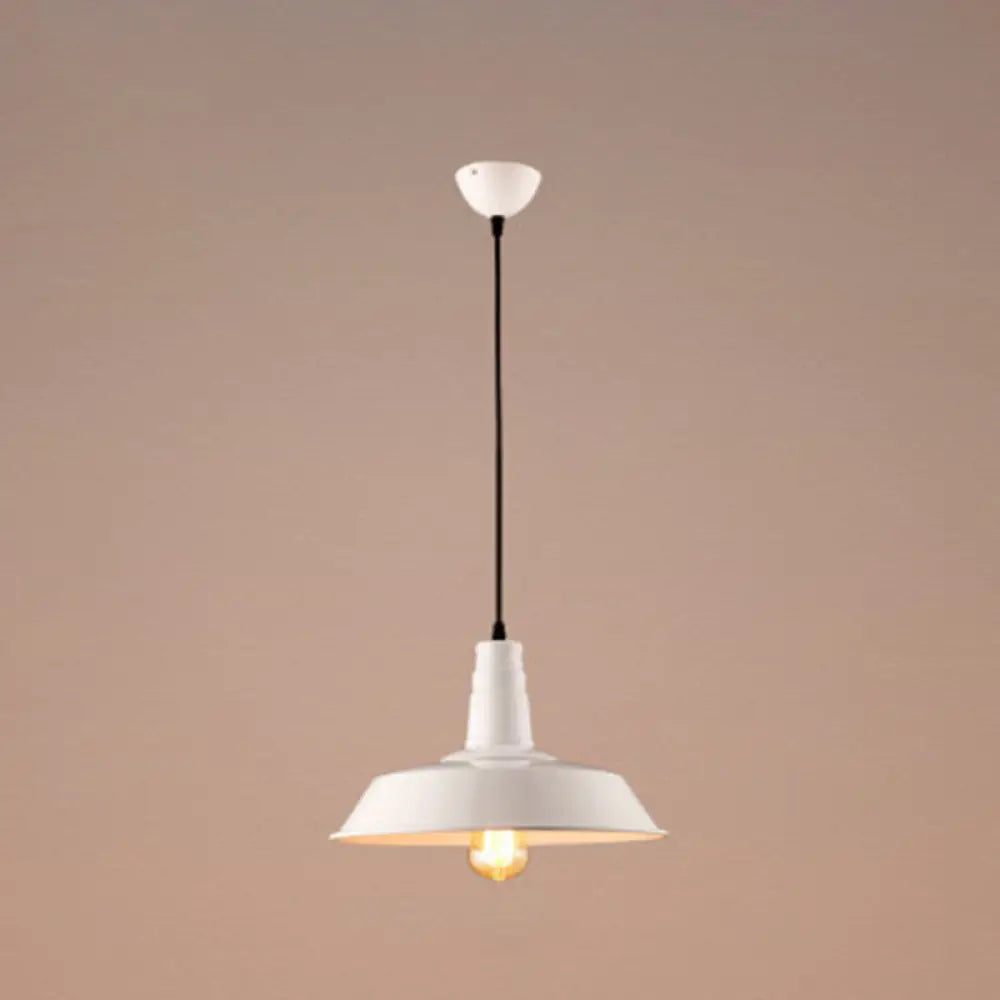 Metal Pendant Light With Industrial Style Shade - Perfect For Coffee Shop Or Restaurant White