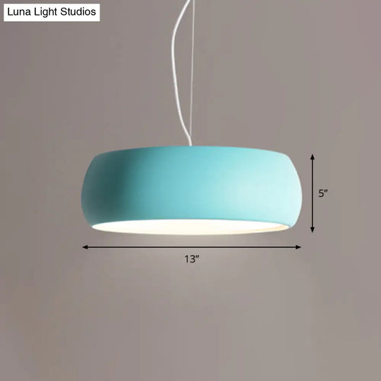 Metal Pendant Lighting With Diffuser - Blue Bowl Hanging Lamp Kit In 3 Sizes (10’/13’/17’)