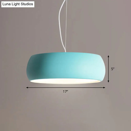 Metal Pendant Lighting With Diffuser - Blue Bowl Hanging Lamp Kit In 3 Sizes (10’/13’/17’)